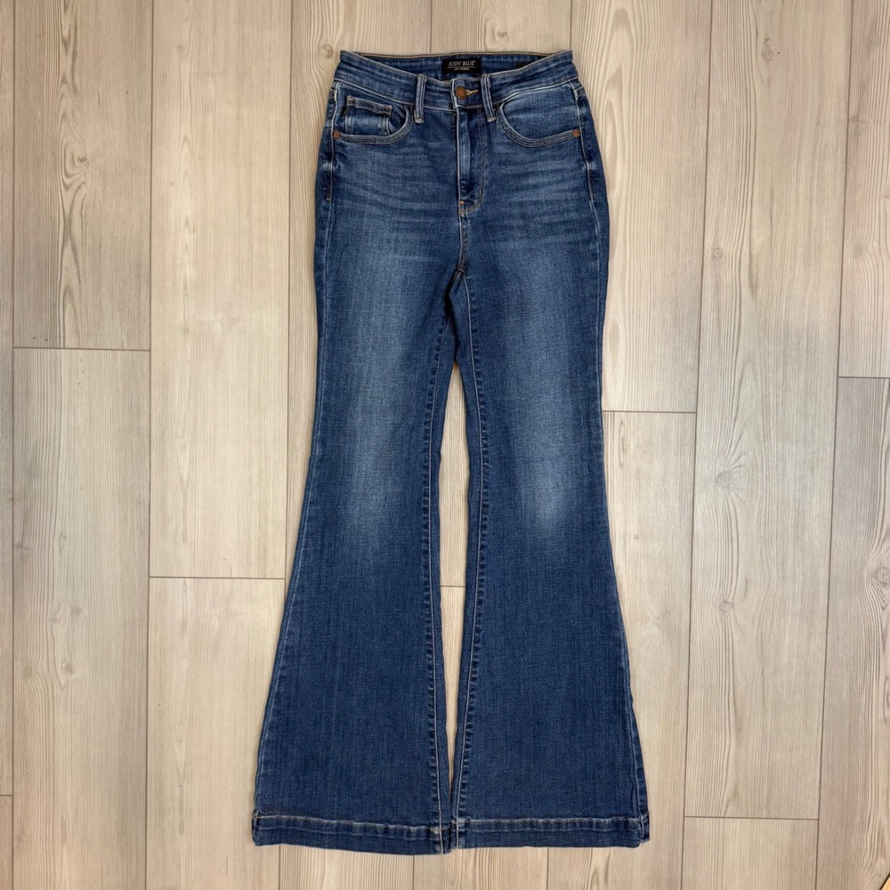 Judy Blue Flare Jeans Medium Wash High Rise Wide Leg JB82443MD Size 1/25